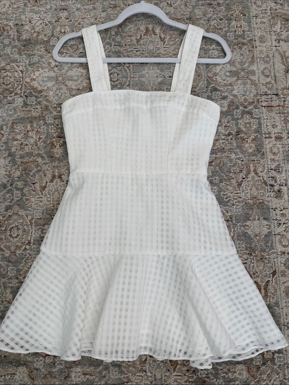 AMANDA UPRICHARD Annalise WHITE Dress Gingham Fit-and-Flare XS PARTY SUMMER - Picture 2 of 7